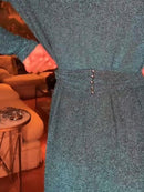 Vestido Maxi Deep V-Neck em Lurex Azul