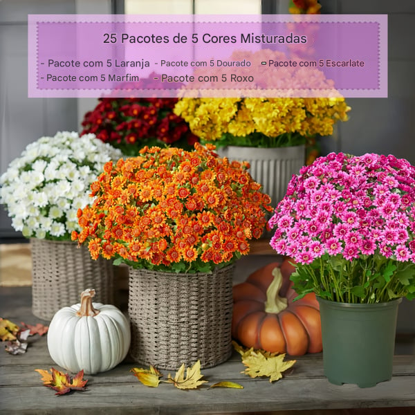 🏆 Promoção Relâmpago ⚡ Flores Artificiais de Crisântemos Pôr do Sol para Áreas Externas – Resistentes a UV, Impermeáveis e à Prova de Vento